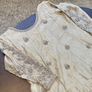 Elegant Embroidered Cream Dress